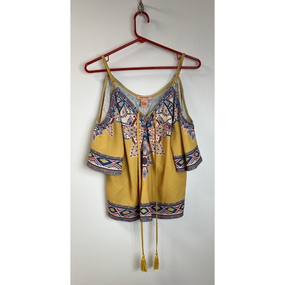 FLYING TOMATO Small Cold Shoulder Lace Up Front Colorful/Sexy/Fun S 💛